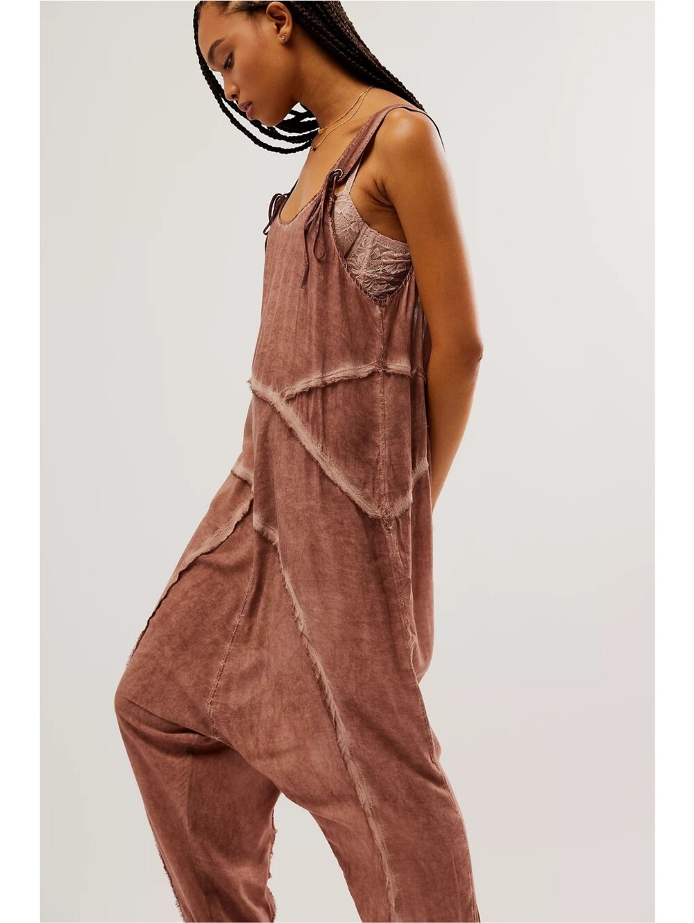 Intimately Free People Act Natural Oversized Shapeless Harem Jumpsuit Nwot